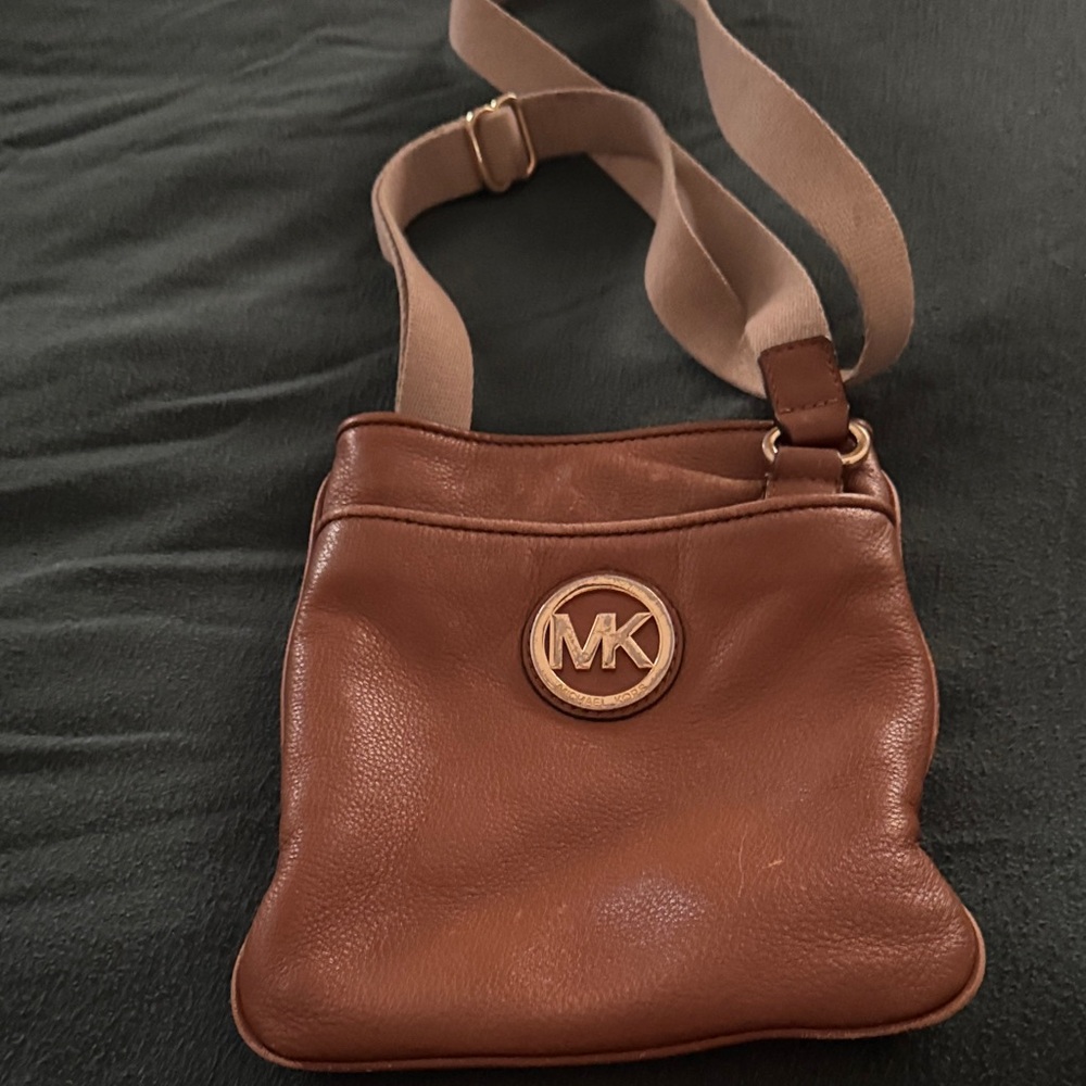 Michael Kors Brown Crossbody Bag with Gold Logo
